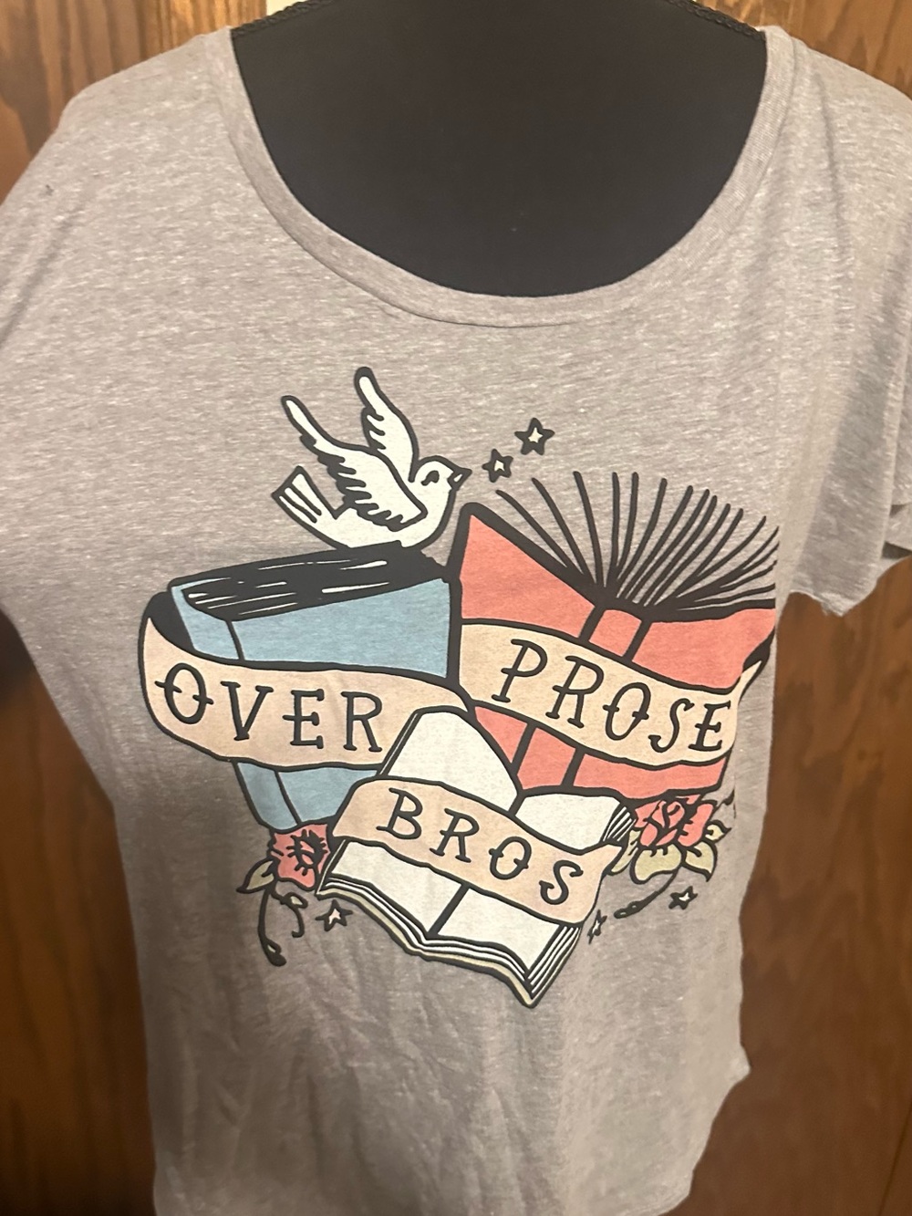 NWT Women’s Gray Graphic Tee — Prose Over Bros Tattoo Design